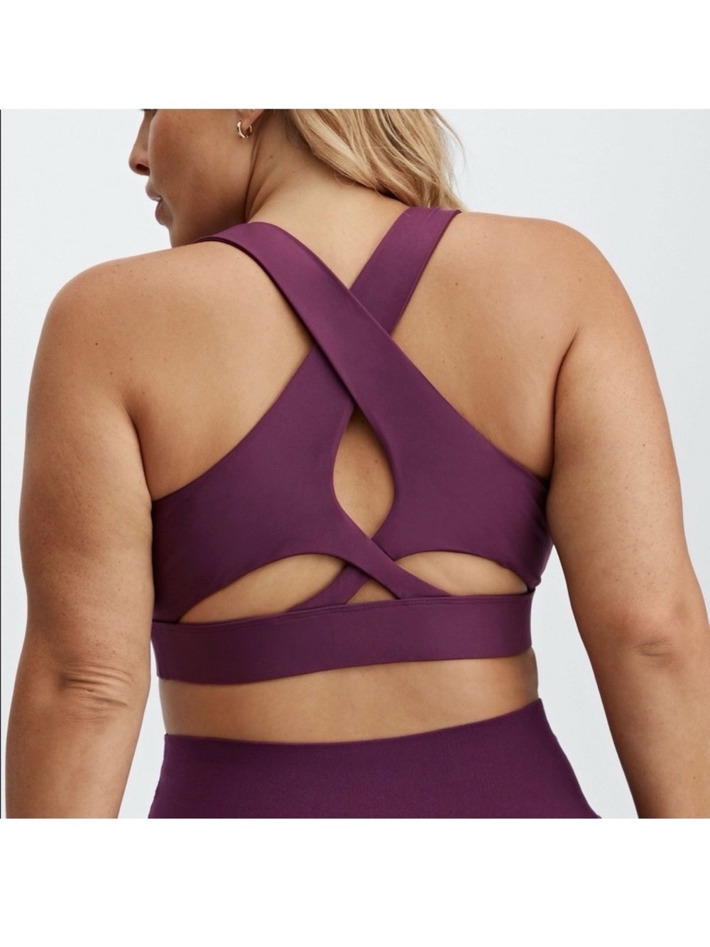 Fabletics Deep Plum Crisscross Sports Bra
